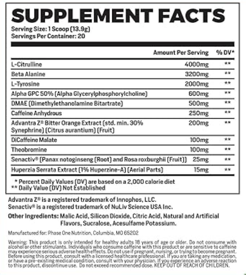 Phase 1 Nutrition Brain Blitz Pre Workout - SuppPrep