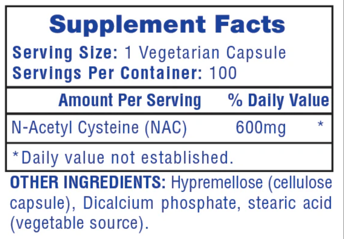 Hi-Tech Pharma NAC N-Acetyl Cysteine 600mg - SuppPrep