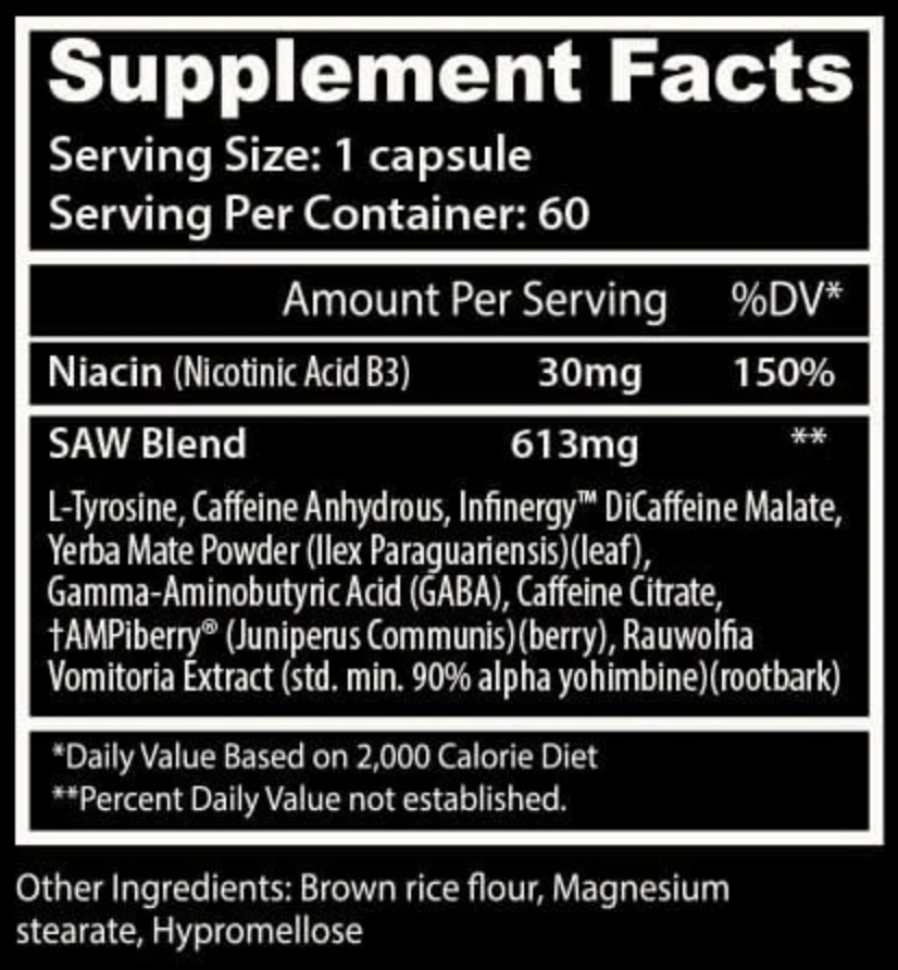Insane Labz SAW Fat Burner Capsules - SuppPrep
