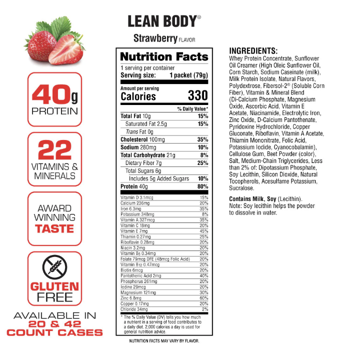 Labrada Lean Body Protein Shake Packets - SuppPrep