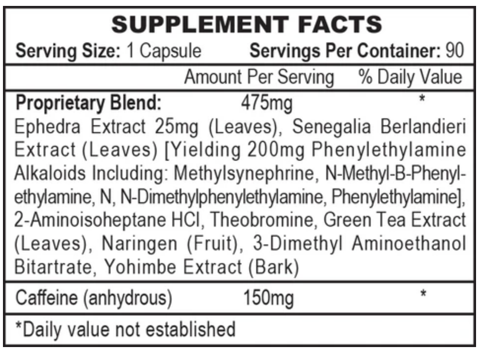 Hi-Tech Pharma Stimerex Hardcore w/ ephedra