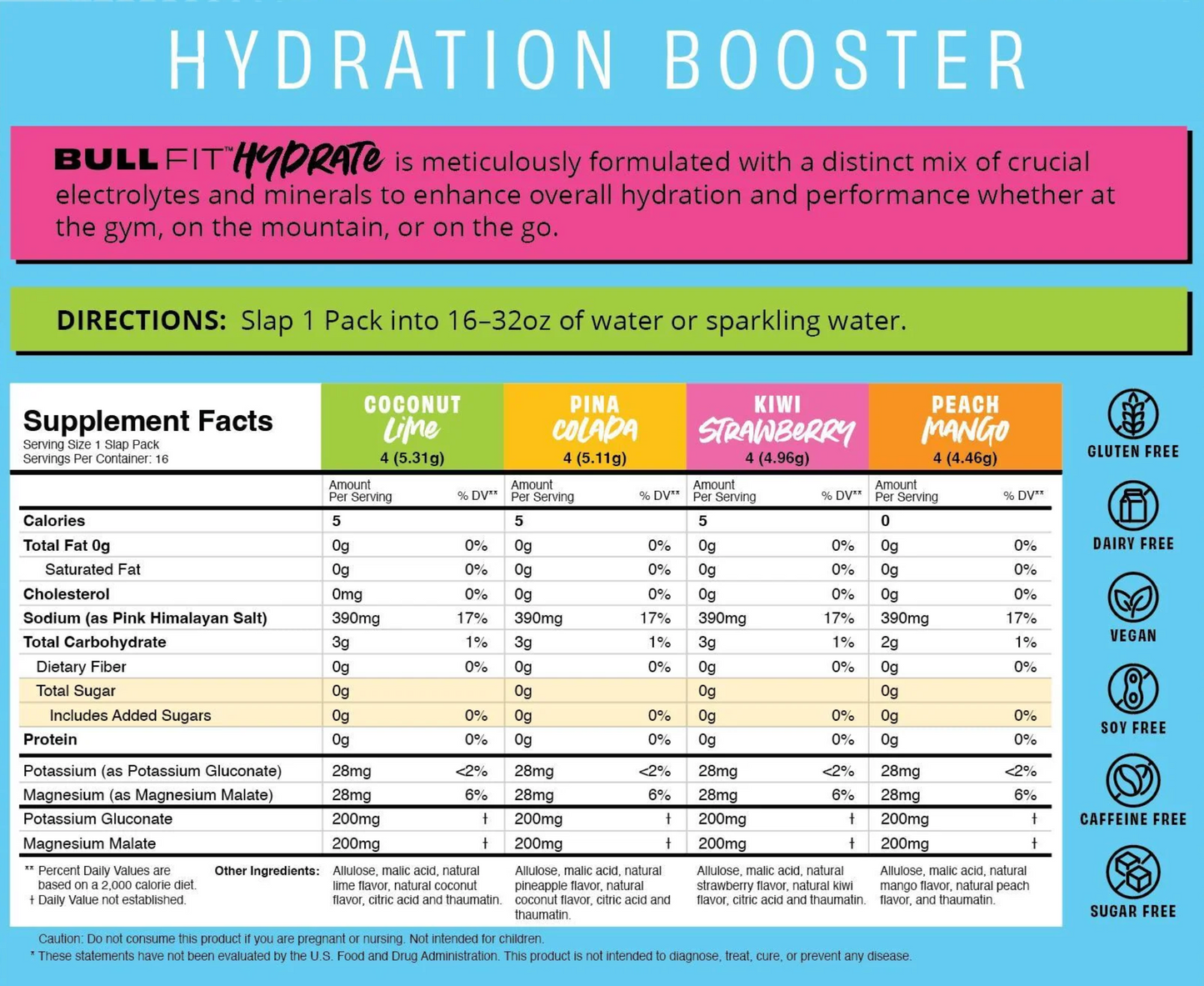 BullFit Hydrate Slap Pack Tropical Variety Display