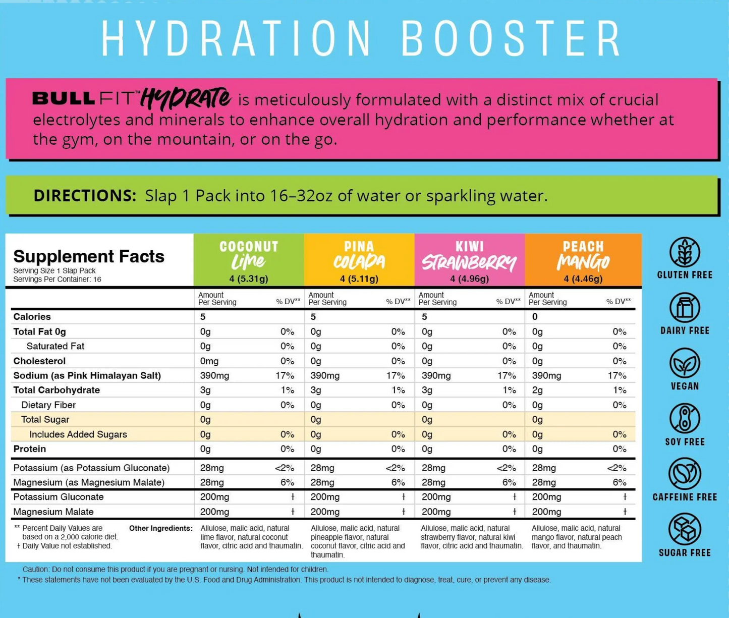 BullFit Hydrate Slap Pack Tropical Variety Pouch