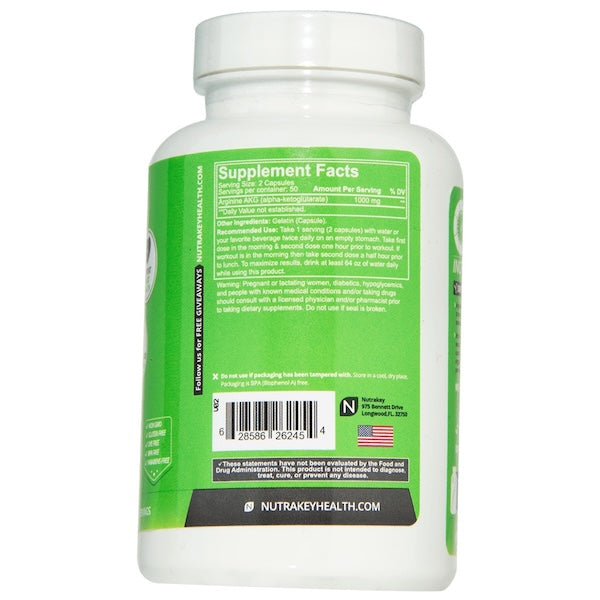 NutraKey Arginine AKG Capsules - SuppPrep