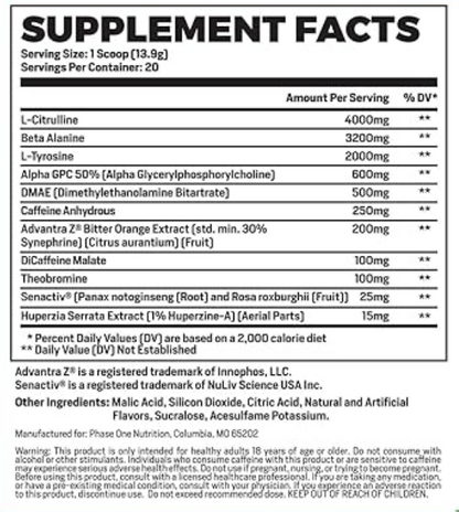 Phase 1 Nutrition Brain Blitz Pre Workout